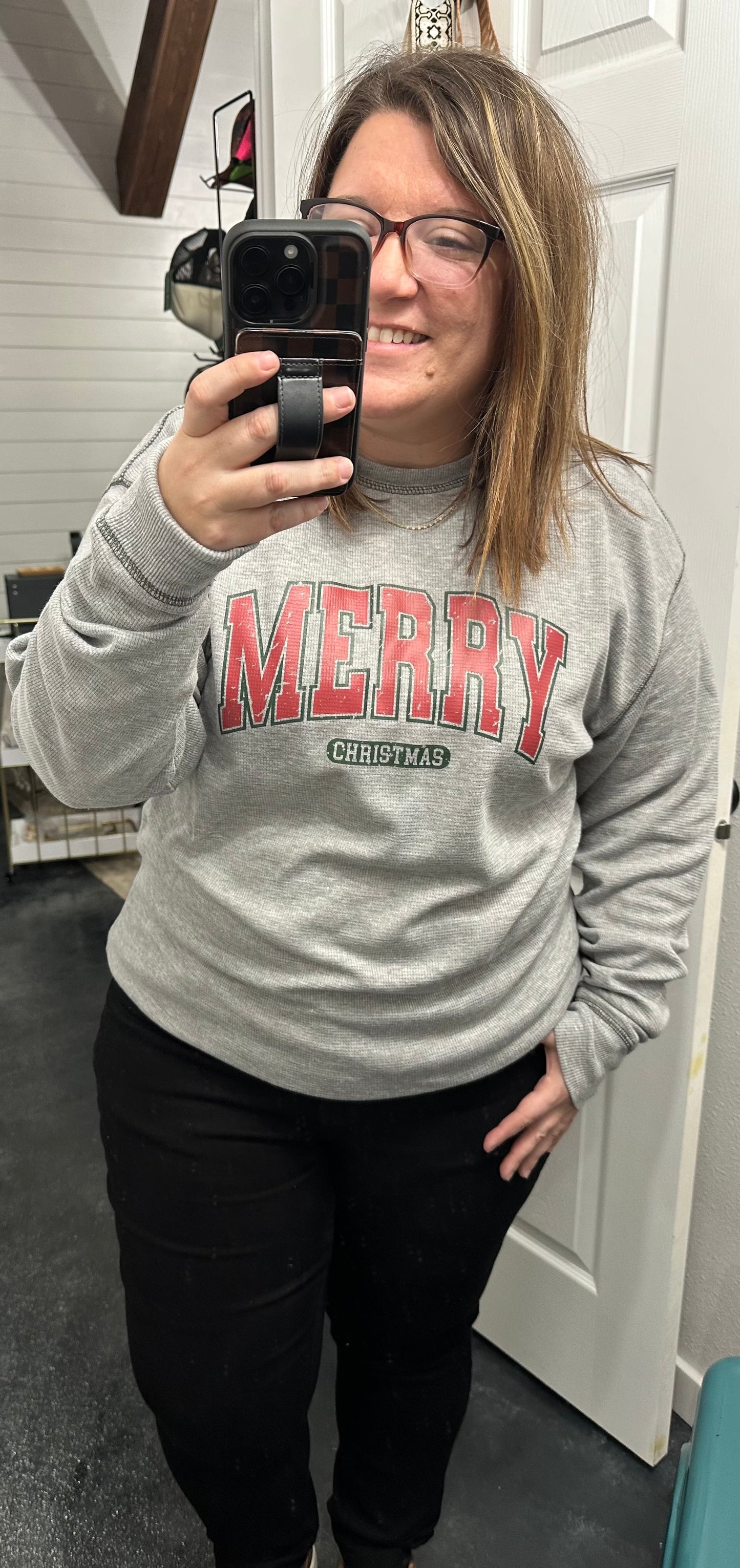 Merry Varsity Style Thermal Long Sleeve