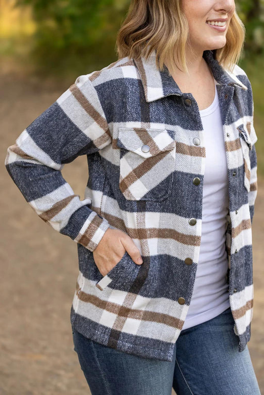 Navy & Mocha Norah Plaid Shacket