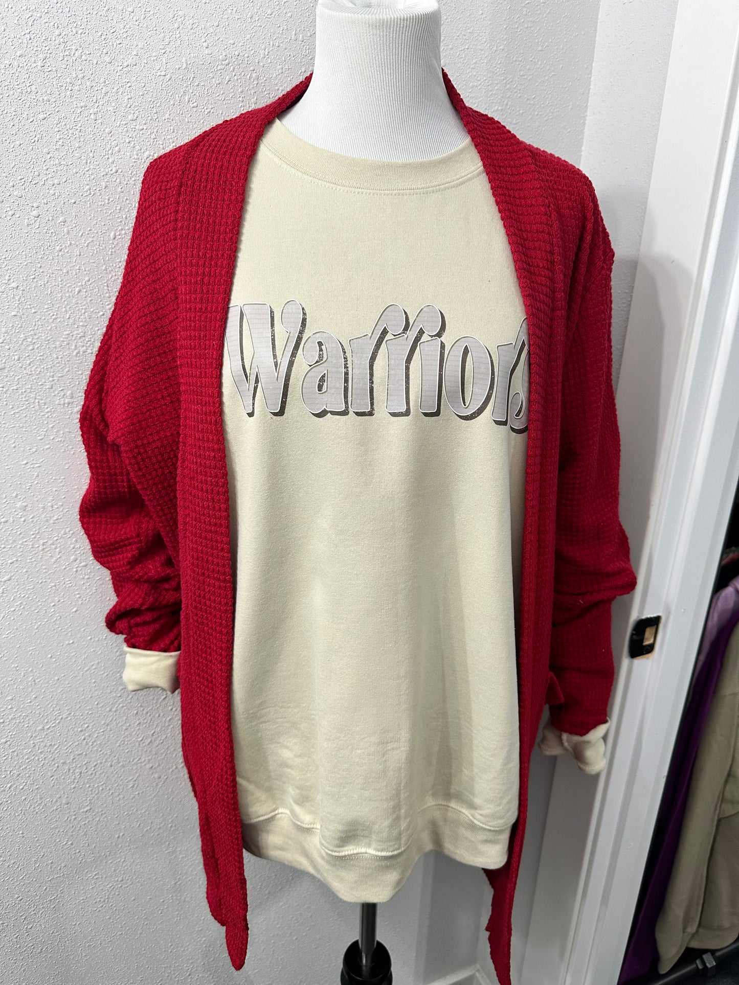 Red Lola Waffle Knit Cardigan