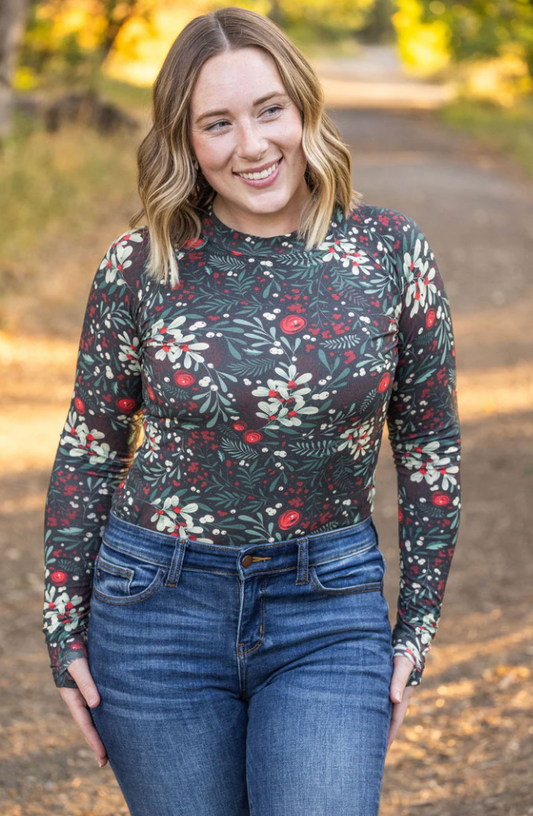 Evergreen Floral Long Sleeve Top